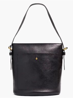 Madewell Transport Bucket Bag Black Leather Zip Closure Crossbody Purse AA111